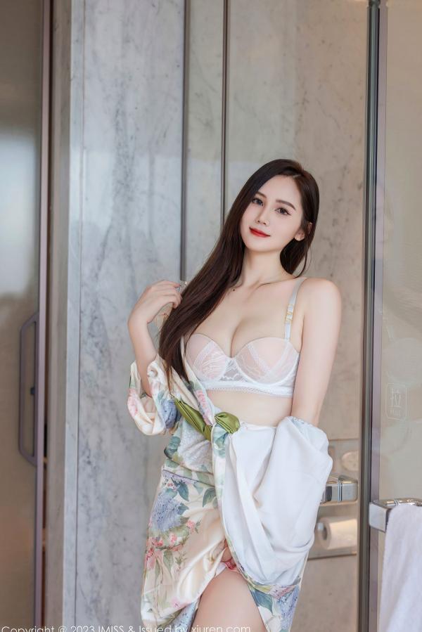 SISY思   IMiss爱蜜社-745-SISY思-清新白色印花短裙私房照-气质女神性感诱惑丝袜大尺度套图-2023.08.28第20张图片