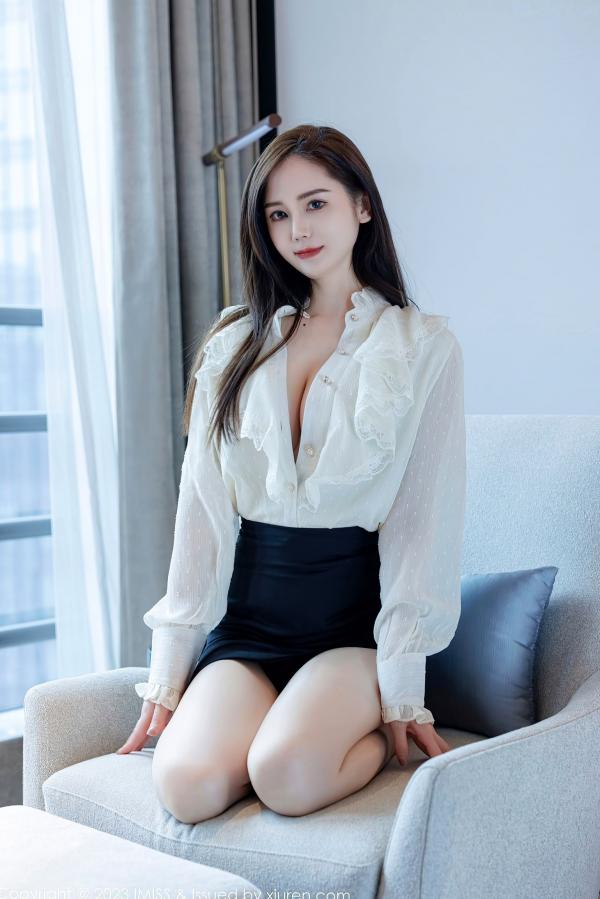 SISY思   IMiss爱蜜社-722-Sisy思-白衬衫黑短裙与红色内衣私房照-性感诱惑美腿写真-2023.03.13第20张图片