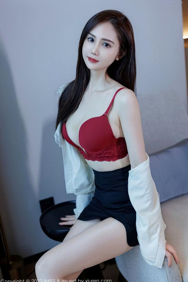 SISY思   IMiss爱蜜社-722-Sisy思-白衬衫黑短裙与红色内衣私房照-性感诱惑美腿写真-2023.03.13第25张图片