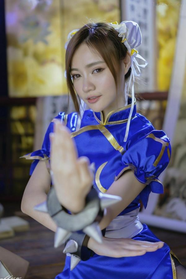 蘇小立 苏小立  台湾正妹苏小立《春丽》Cosplay写真集，经典格斗角色扮演，蓝旗袍丝袜美腿秀，傲娇清纯女神第22张图片