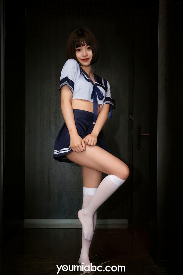 陈雨萌   YouMi尤蜜-2021.07.19-萌萌-《放学等我》-清纯校服学生装制服诱惑丝袜写真第17张图片