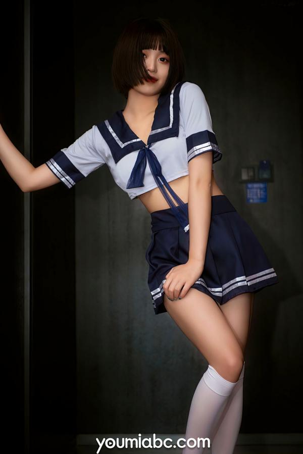 陈雨萌   YouMi尤蜜-2021.07.19-萌萌-《放学等我》-清纯校服学生装制服诱惑丝袜写真第18张图片