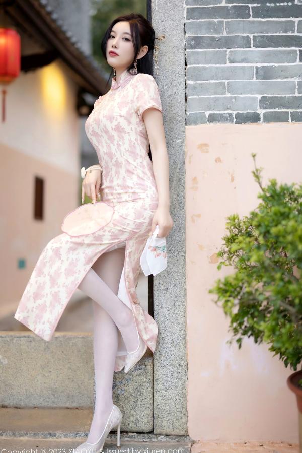 杨晨晨 杨晨晨Yome  XiaoYu语画界-993-杨晨晨Yome-浅色提花旗袍古典韵味与白色蕾丝内衣白丝诱惑-2023.03.24-无圣光大尺度写真第7张图片
