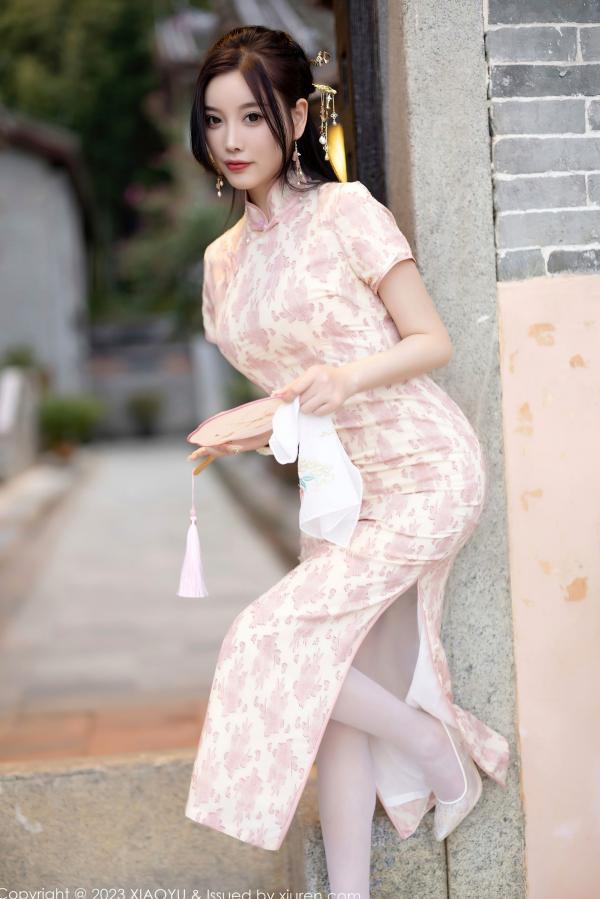 杨晨晨 杨晨晨Yome  XiaoYu语画界-993-杨晨晨Yome-浅色提花旗袍古典韵味与白色蕾丝内衣白丝诱惑-2023.03.24-无圣光大尺度写真第8张图片