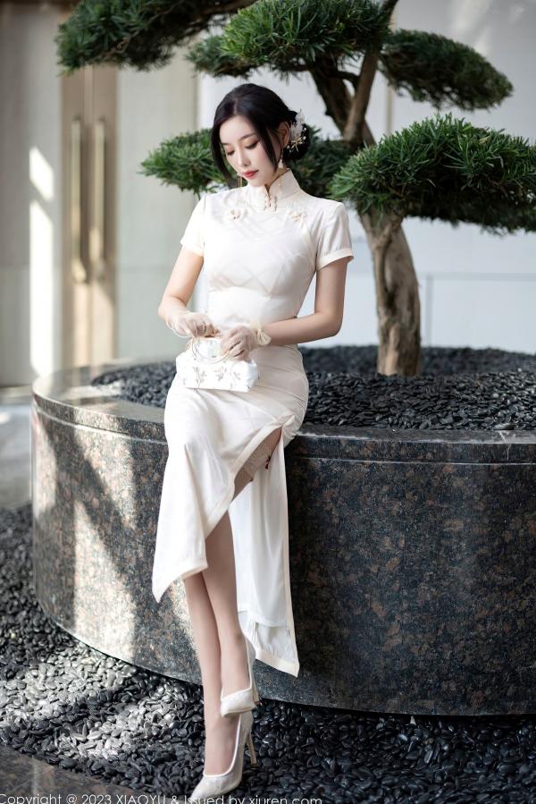 杨晨晨 杨晨晨Yome  XiaoYu语画界978期：杨晨晨白色内衣吊带丝袜私房写真，修长美腿与冷艳气质演绎极致诱惑，无圣光高清大尺度视觉大片第8张图片