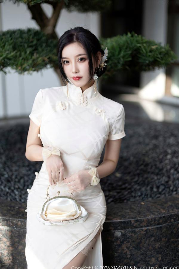 杨晨晨 杨晨晨Yome  XiaoYu语画界978期：杨晨晨白色内衣吊带丝袜私房写真，修长美腿与冷艳气质演绎极致诱惑，无圣光高清大尺度视觉大片第15张图片