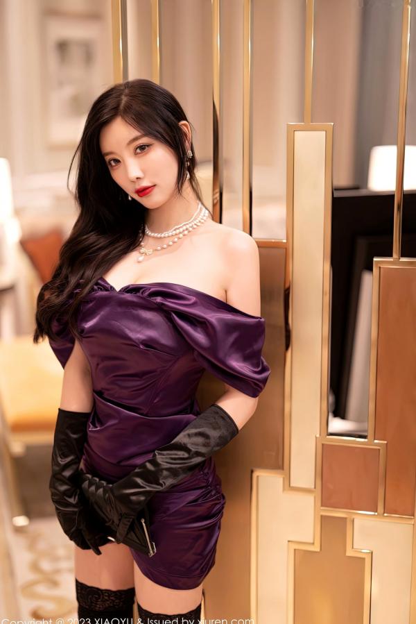 杨晨晨 杨晨晨Yome  XiaoYu语画界-963-杨晨晨Yome-紫色露肩连衣短裙-私房性感大片-2023.02.10-无圣光大尺度第14张图片