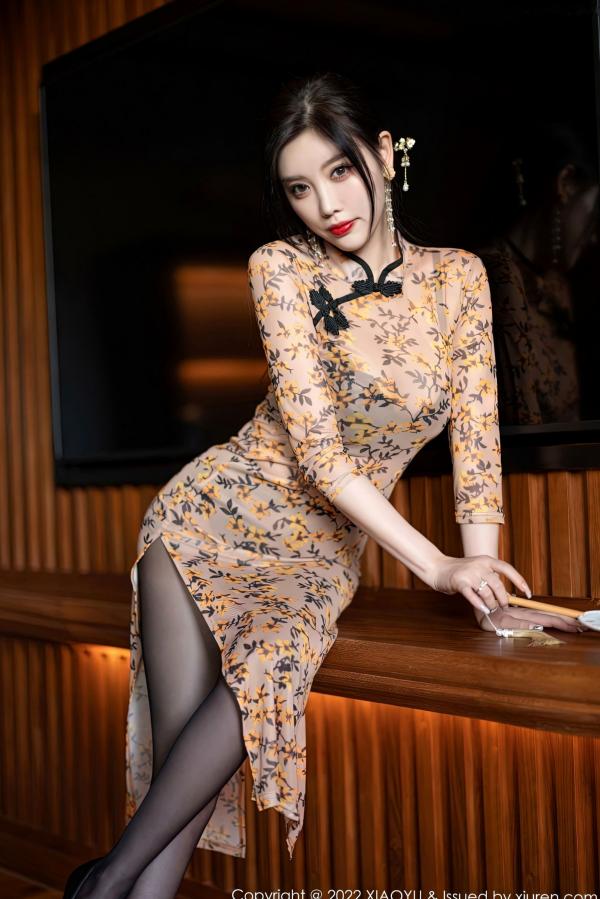 杨晨晨 杨晨晨Yome  XiaoYu语画界927-杨晨晨Yome旗袍私房写真，轻透质感裹身黑丝美腿，尽显极致古典性感诱惑第16张图片