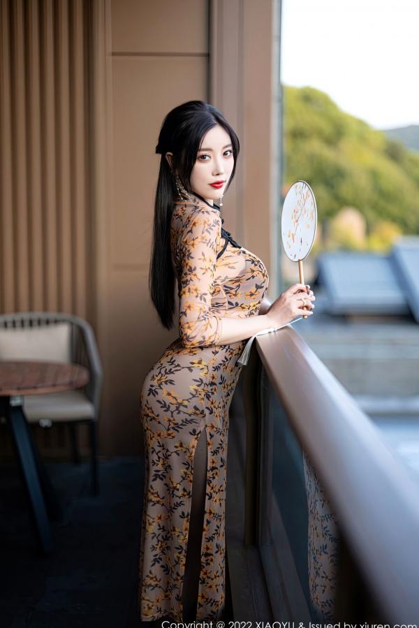 杨晨晨 杨晨晨Yome  XiaoYu语画界927-杨晨晨Yome旗袍私房写真，轻透质感裹身黑丝美腿，尽显极致古典性感诱惑第18张图片