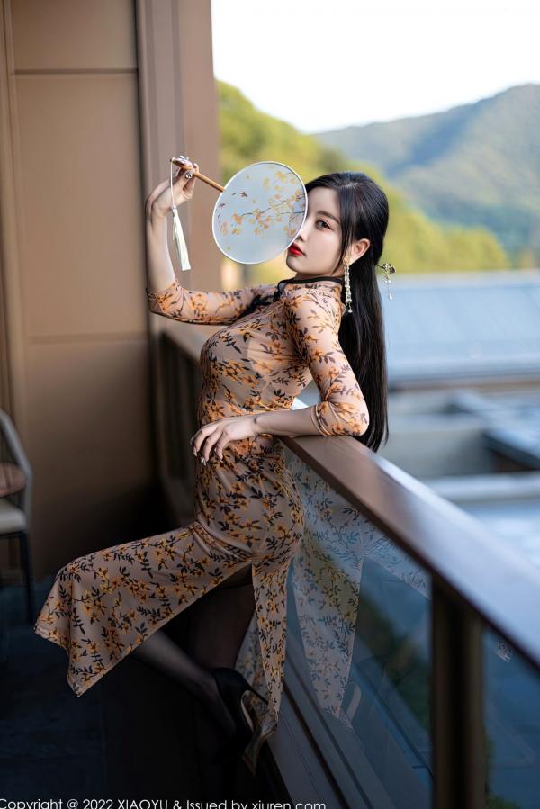 杨晨晨 杨晨晨Yome  XiaoYu语画界927-杨晨晨Yome旗袍私房写真，轻透质感裹身黑丝美腿，尽显极致古典性感诱惑第20张图片