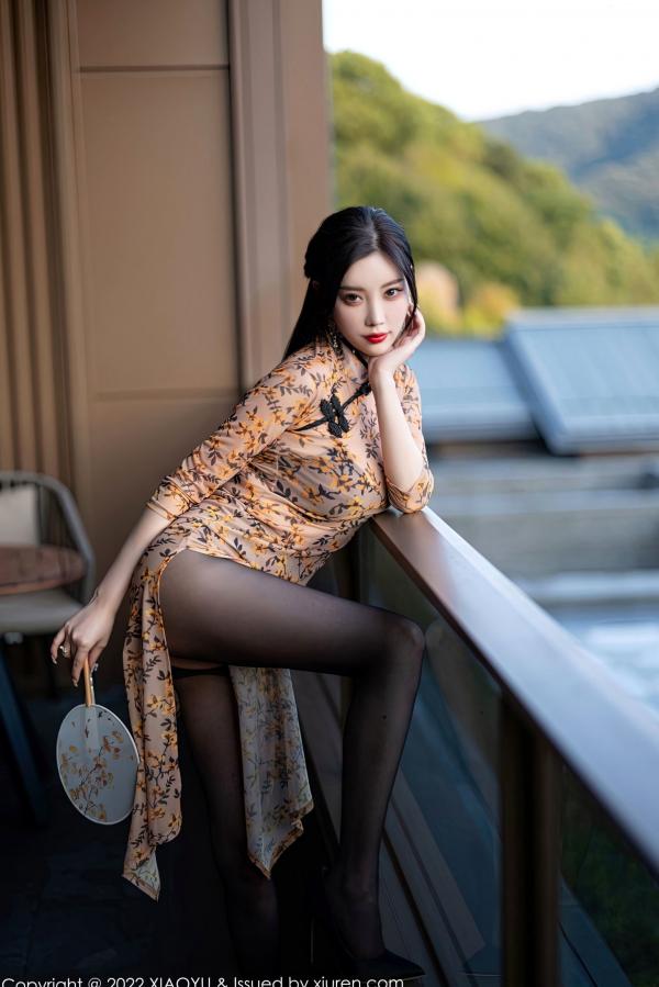 杨晨晨 杨晨晨Yome  XiaoYu语画界927-杨晨晨Yome旗袍私房写真，轻透质感裹身黑丝美腿，尽显极致古典性感诱惑第21张图片