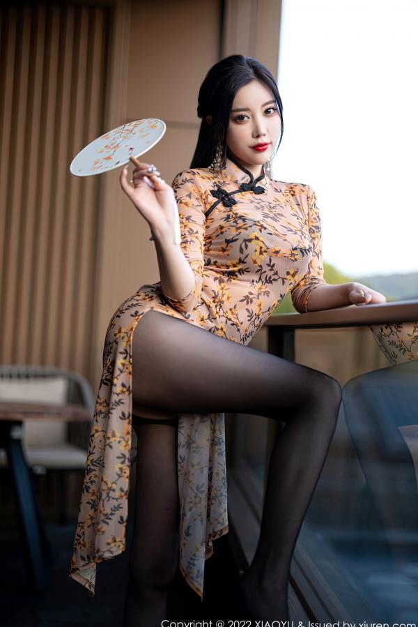 杨晨晨 杨晨晨Yome  XiaoYu语画界927-杨晨晨Yome旗袍私房写真，轻透质感裹身黑丝美腿，尽显极致古典性感诱惑第22张图片