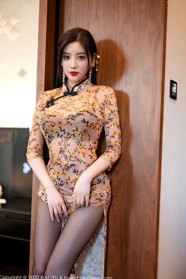 杨晨晨 杨晨晨Yome  XiaoYu语画界927-杨晨晨Yome旗袍私房写真，轻透质感裹身黑丝美腿，尽显极致古典性感诱惑第29张图片