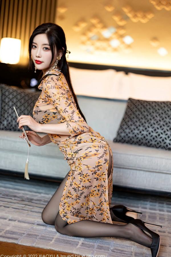 杨晨晨 杨晨晨Yome  XiaoYu语画界927-杨晨晨Yome旗袍私房写真，轻透质感裹身黑丝美腿，尽显极致古典性感诱惑第57张图片