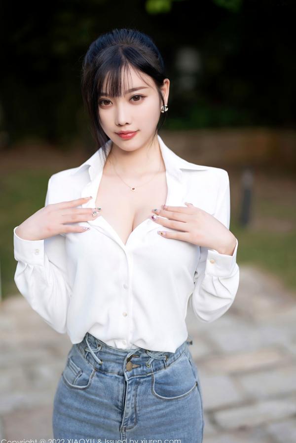 杨晨晨 杨晨晨Yome  XiaoYu语画界 846期 - 杨晨晨Yome 性感私房系列 - 白衬衫红色内衣肉丝诱惑，居家大尺度美图，无圣光极致展现第8张图片
