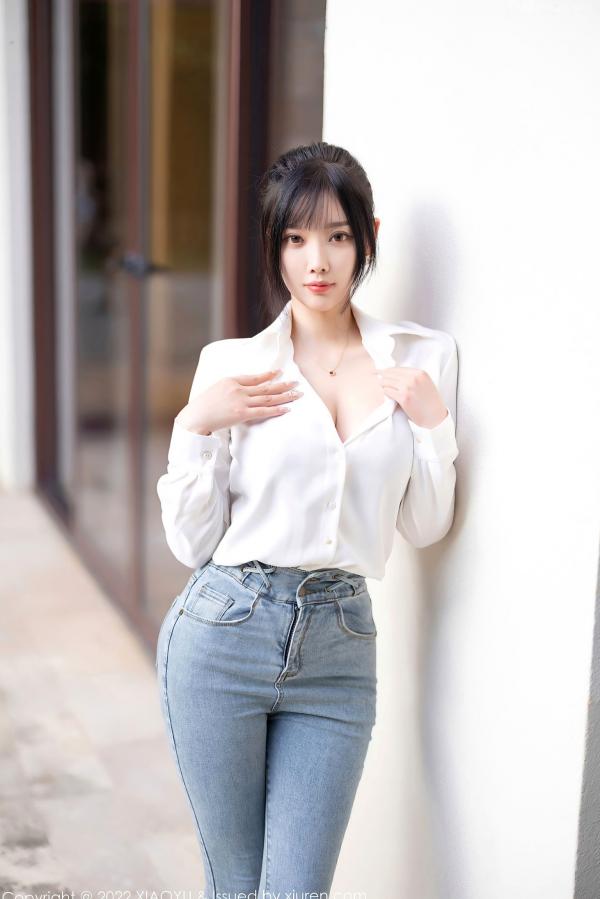杨晨晨 杨晨晨Yome  XiaoYu语画界 846期 - 杨晨晨Yome 性感私房系列 - 白衬衫红色内衣肉丝诱惑，居家大尺度美图，无圣光极致展现第12张图片