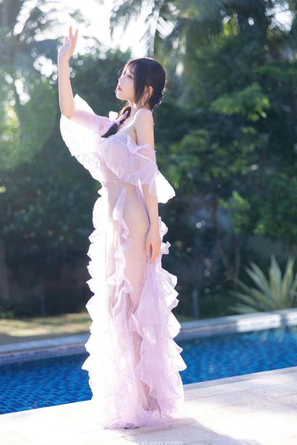 杨晨晨 杨晨晨Yome  XiaoYu语画界-杨晨晨Yome海南户外泳池比基尼私房写真，清透紫色套装勾勒绝美身姿，尽显夏日纯欲性感风情，无圣光大尺度第26张图片