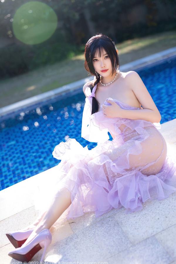 杨晨晨 杨晨晨Yome  XiaoYu语画界-杨晨晨Yome海南户外泳池比基尼私房写真，清透紫色套装勾勒绝美身姿，尽显夏日纯欲性感风情，无圣光大尺度第34张图片