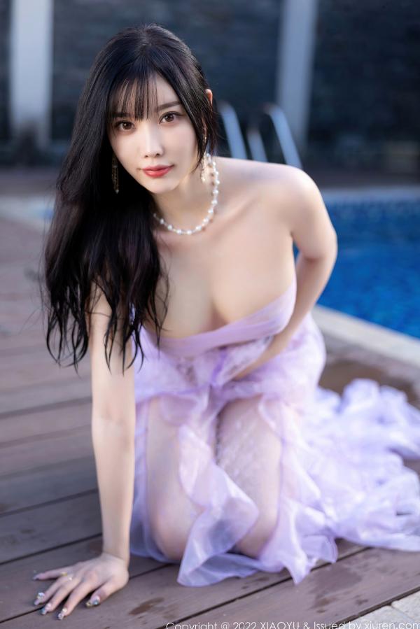 杨晨晨 杨晨晨Yome  XiaoYu语画界-杨晨晨Yome海南户外泳池比基尼私房写真，清透紫色套装勾勒绝美身姿，尽显夏日纯欲性感风情，无圣光大尺度第60张图片