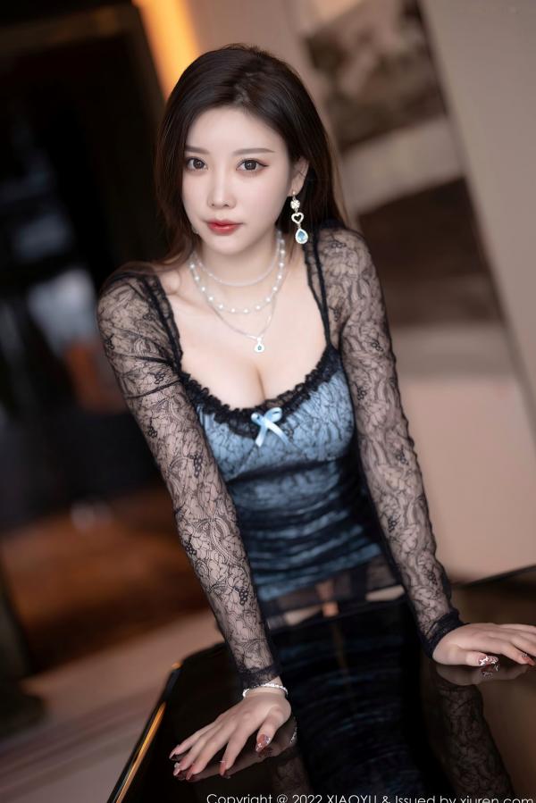 杨晨晨 杨晨晨Yome  XiaoYu语画界-763-杨晨晨Yome-室内卧室私房美图-黑色轻透蕾丝服饰黑丝吊带袜-尽显极致性感气质-2022.04.22 - 无圣光大尺度第7张图片