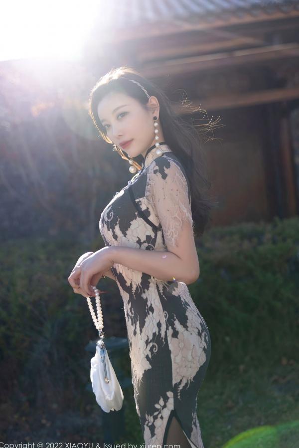 杨晨晨 杨晨晨Yome  XiaoYu语画界-697-杨晨晨Yome-丽江旅拍私房写真-米色蕾丝旗袍黑丝诱惑-气质女神-无圣光大尺度第8张图片