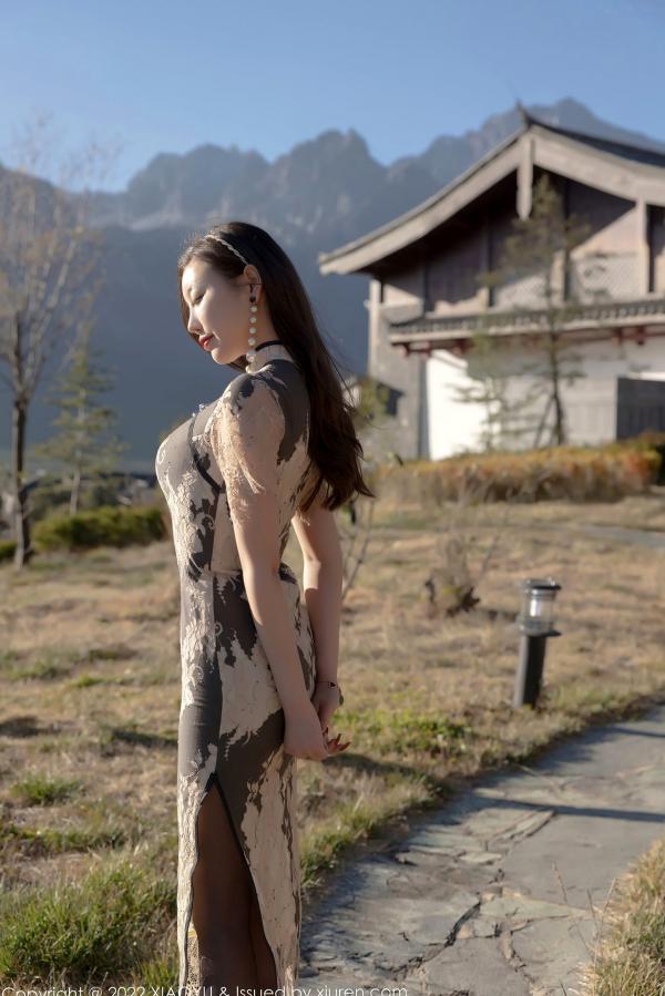 杨晨晨 杨晨晨Yome  XiaoYu语画界-697-杨晨晨Yome-丽江旅拍私房写真-米色蕾丝旗袍黑丝诱惑-气质女神-无圣光大尺度第19张图片