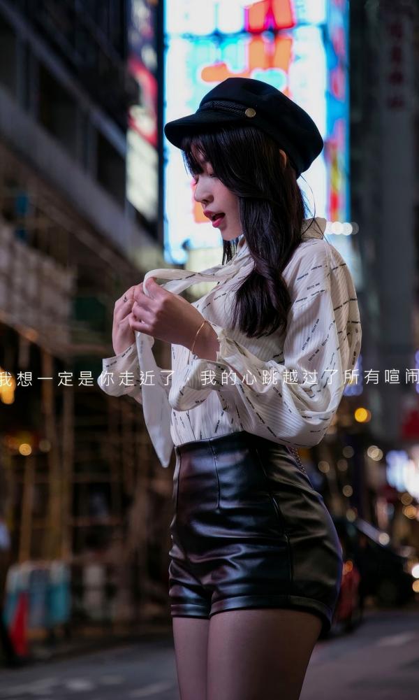 陈芝 芝芝Booty  UGirlsApp尤果圈爱尤物-2867-芝芝booty-《你出现的街角》夜色都市街拍，白衬衫黑皮裤展现曼妙曲线，潮流性感御姐风，高清无圣光第2张图片