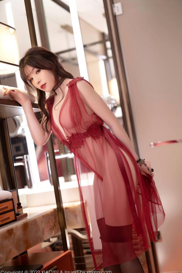 徐莉芝Booty 陈芝  XiaoYu语画界-728-芝芝Booty-惠州旅拍轻透红连衣裙黑丝浴缸写真-极致性感私房大尺度-2022.03.03第41张图片