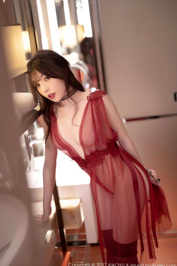 徐莉芝Booty 陈芝  XiaoYu语画界-728-芝芝Booty-惠州旅拍轻透红连衣裙黑丝浴缸写真-极致性感私房大尺度-2022.03.03第44张图片