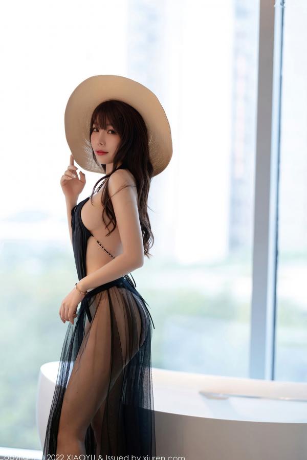 徐莉芝Booty 陈芝  XiaoYu语画界-701-芝芝Booty私房：酒店性感黑色吊带网纱长裙诱惑，展现绝美曲线大尺度写真第22张图片