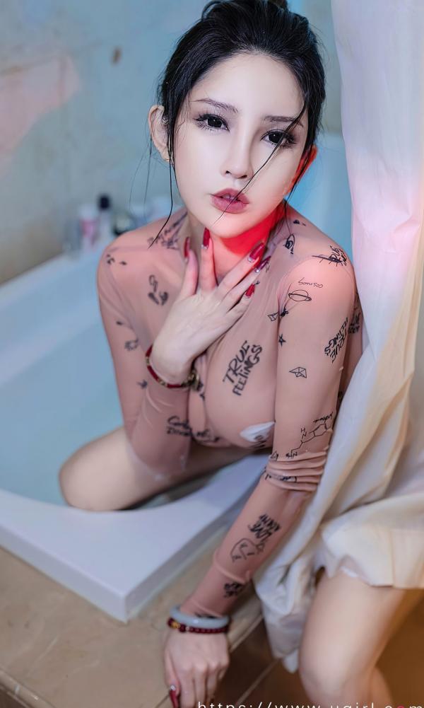 周闻 球球  UGirlsApp尤果圈爱尤物-2580-球球《性感方程式》：浴室涂鸦紧身衣极致诱惑写真第7张图片