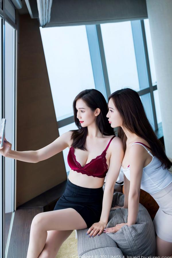 lavinia汐   IMiss爱蜜社-570-Lavinia肉肉姐妹花：职场OL白衬衫制服诱惑与私房红色内衣性感写真第21张图片