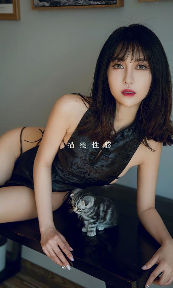 田梓茵   UGirlsApp尤果圈爱尤物-2635-田梓茵-《描绘性感》：改良旗袍侧绑带私房照，冷艳御姐独特韵味第1张图片