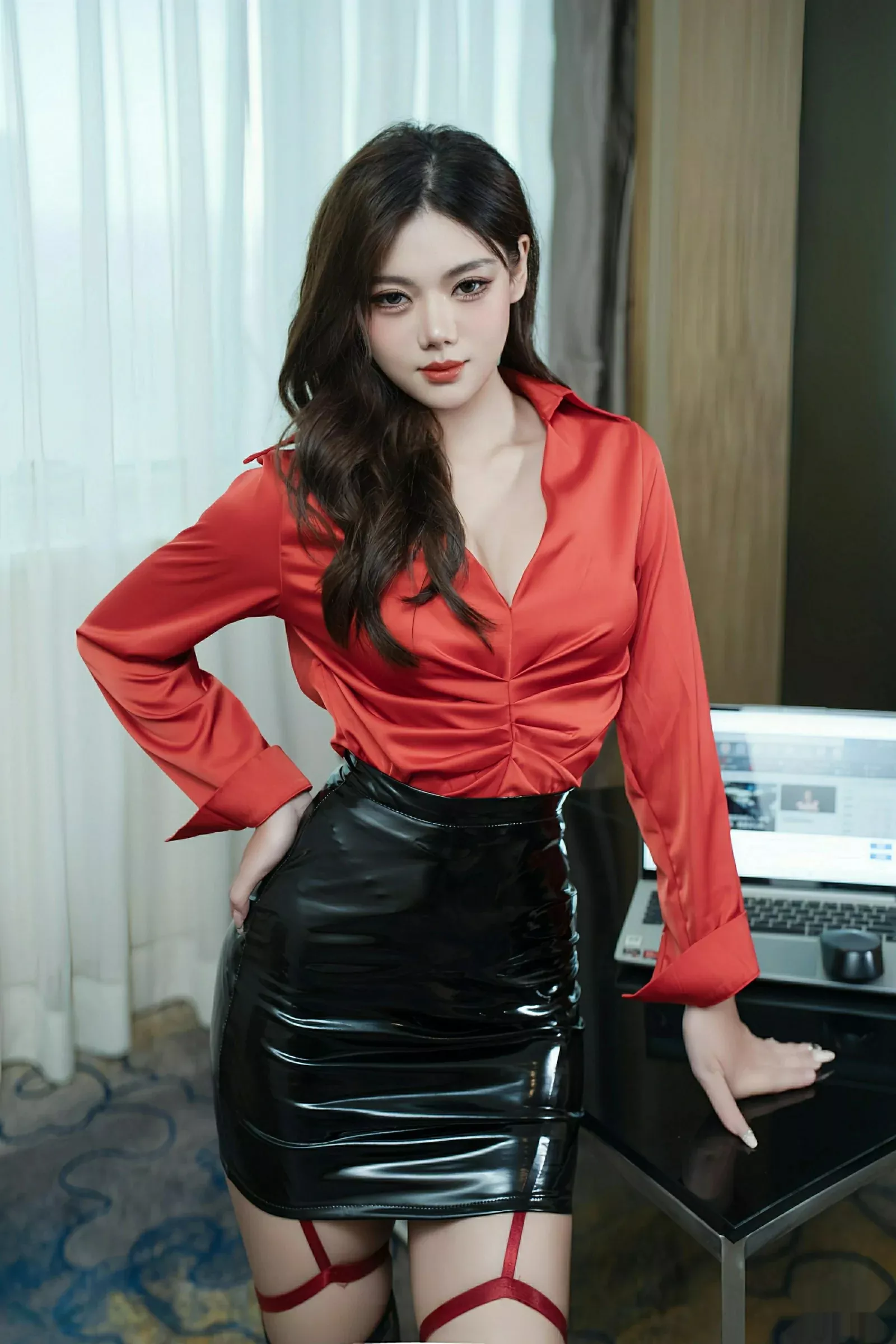 珊珊Sophie 小叮当 [XiuRen]高清写真图 2025.08.04 No.10616 叮当DD 黑色皮裙第20张图片