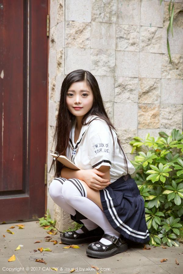 林美惠子Mieko  混血学妹林美惠子 清新校服消暑利器第21张图片