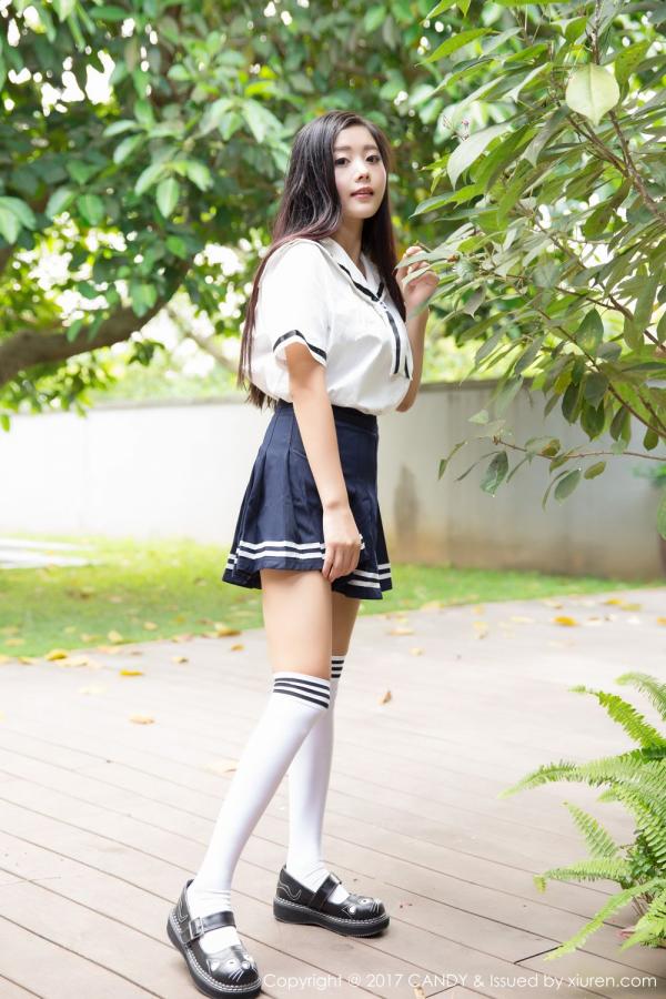 林美惠子Mieko  混血学妹林美惠子 清新校服消暑利器第27张图片