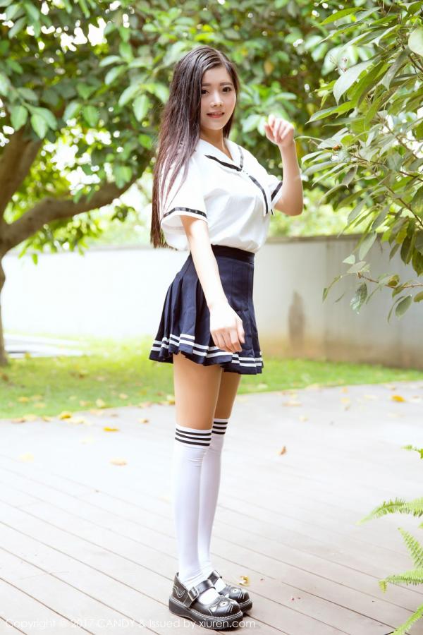 林美惠子Mieko  混血学妹林美惠子 清新校服消暑利器第28张图片