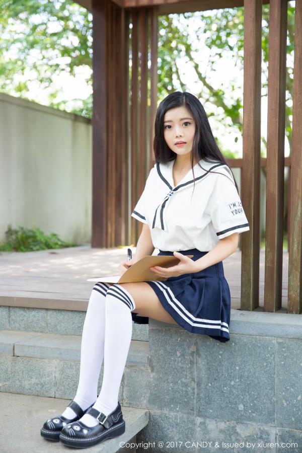 林美惠子Mieko  混血学妹林美惠子 清新校服消暑利器第35张图片