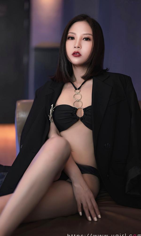 苏沫   UGirlsApp尤果圈爱尤物-2566-苏沫-《酷飒磁场》：黑西装内衣私房照，御姐气质诠释极致魅惑第9张图片