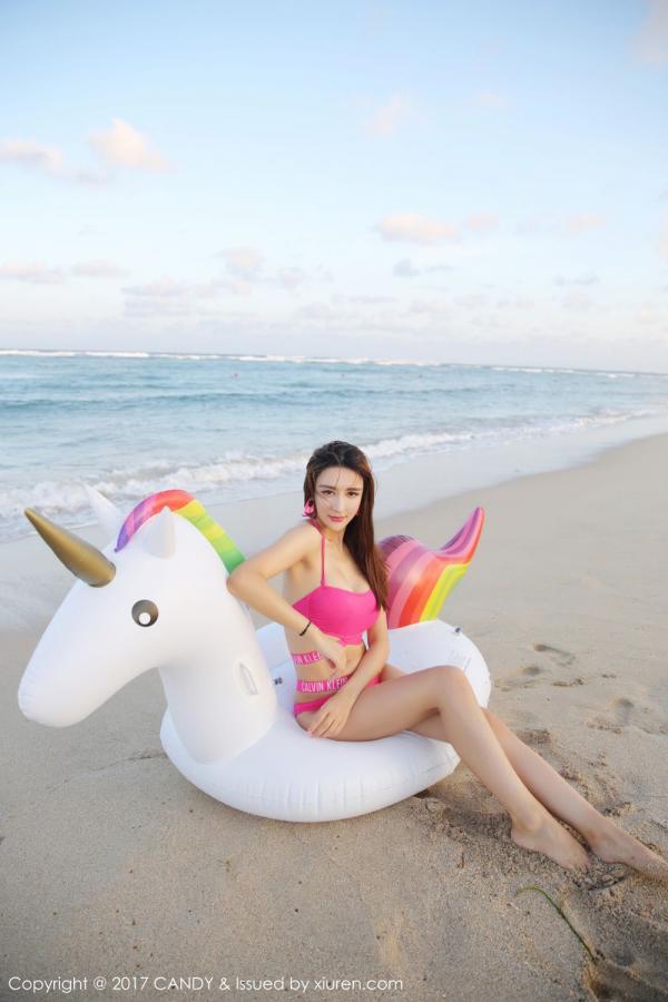 伊莉娜  异域美人伊莉娜 沙滩粉红比基尼第24张图片