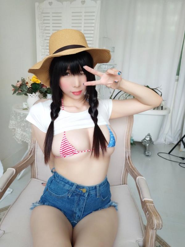 鹿野希   鹿野希-Kano-Nozomi-005-草帽比基尼写真，清纯童颜与火辣身材，室内私房唯美诱惑写真第13张图片