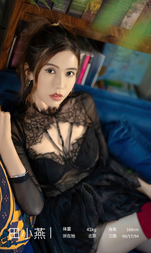 田小燕   UGirlsApp尤果圈爱尤物-2793-田小燕《无限回响》黑色蕾丝私房写真，气质女神深邃诱惑，红边丝袜美腿尽显性感风情第3张图片
