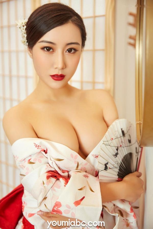 小仙   YouMi尤蜜-小仙《和风小娇娘》：性感美女私房照，日系和服与蕾丝内衣诱惑，展现白皙丰满曲线，精品佳作。第15张图片