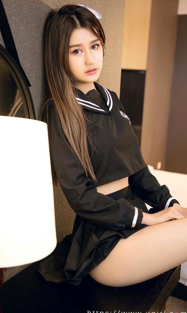 欣怡   UGirlsApp尤果圈爱尤物-2627-欣怡-《乐声与野火》性感黑色JK露腰制服私房写真第5张图片