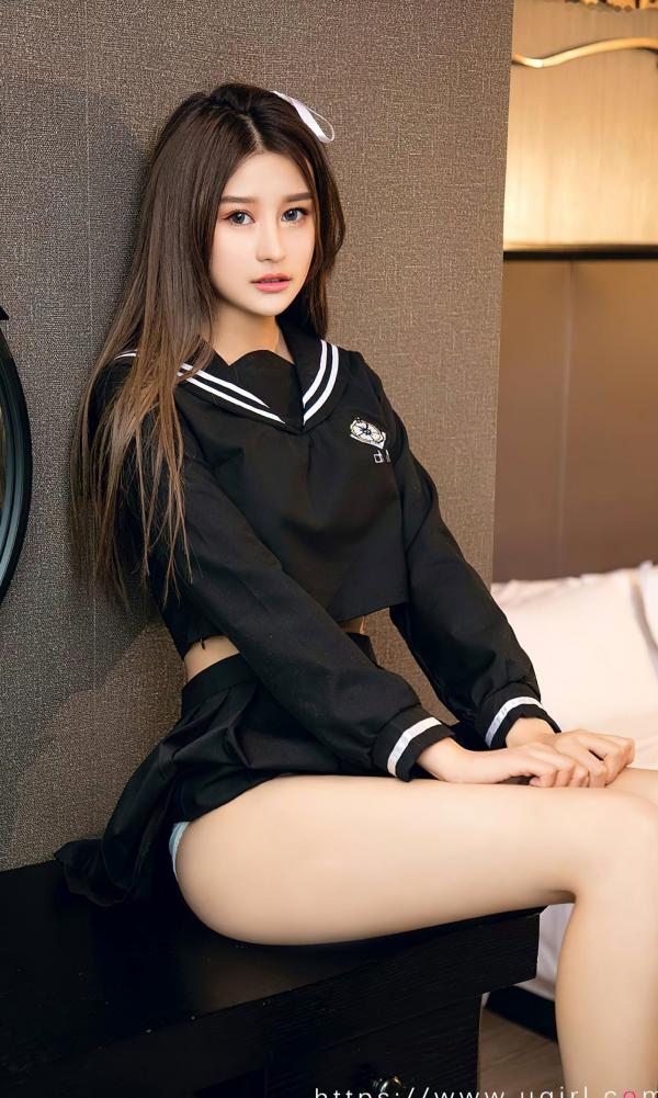 欣怡   UGirlsApp尤果圈爱尤物-2627-欣怡-《乐声与野火》性感黑色JK露腰制服私房写真第8张图片