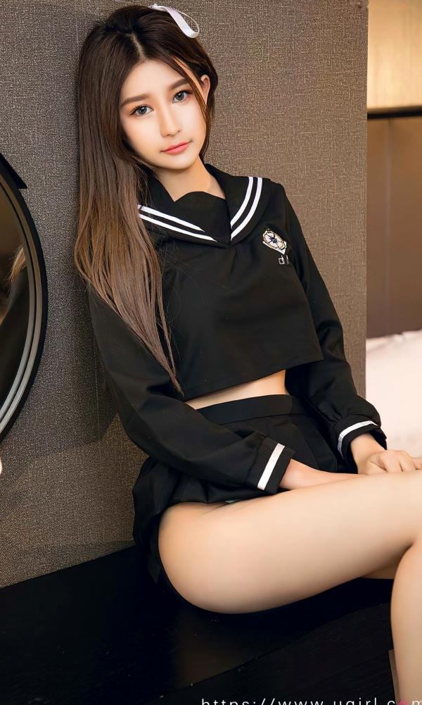 欣怡   UGirlsApp尤果圈爱尤物-2627-欣怡-《乐声与野火》性感黑色JK露腰制服私房写真第10张图片