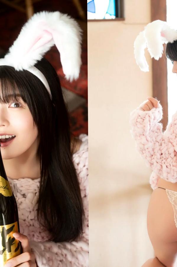 ちとせよしの  《ちとせよしの - あまいものつめあわせ》雪地兔女郎与性感黑蕾丝内衣家居写真第3张图片