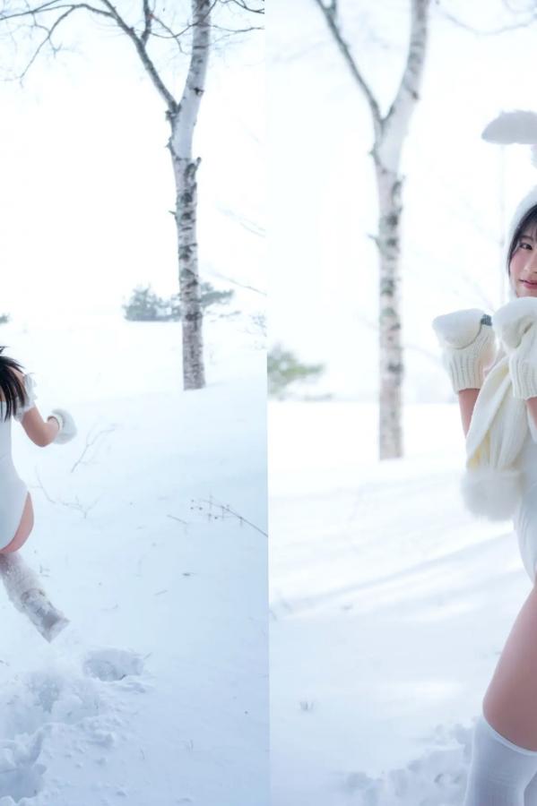 ちとせよしの  《ちとせよしの - あまいものつめあわせ》雪地兔女郎与性感黑蕾丝内衣家居写真第11张图片