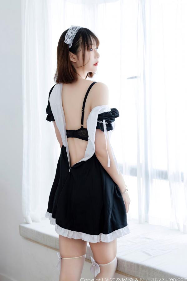 陈赞之   IMiss爱蜜社-720-陈赞之-黑白女仆装与性感黑色内衣，清纯与火辣并存的极品私房写真，极致诱惑展示完美曲线第20张图片