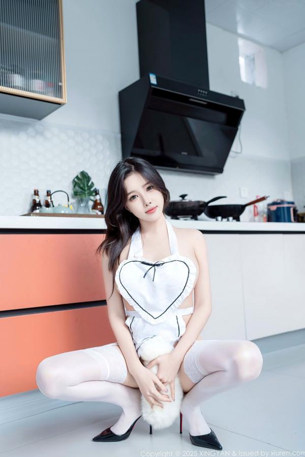 袁圆   XingYan星颜社-310-袁圆-极致诱惑人妻厨娘角色扮演，白色围裙白丝高跟，大胆私房大尺度视觉盛宴-2025.02.19第32张图片
